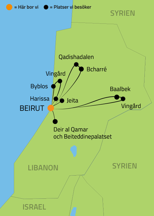 Geografisk karta ver Libanon.